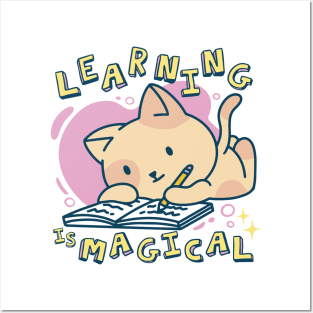 Cute Cat Learning Is Magical Posters and Art